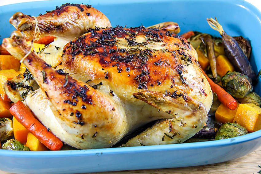 Garlic and Herb Roast Whole Chicken with Vegetables