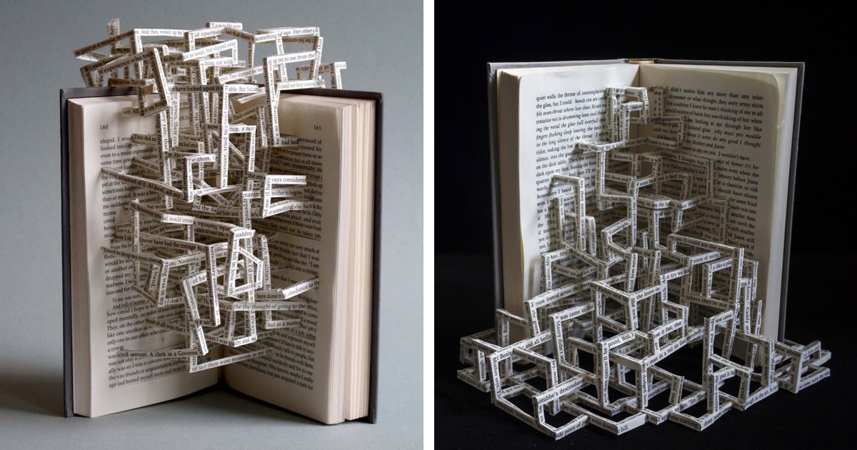 Artist Transforms Books Into Complex Sculptures Made of Interlocking Text