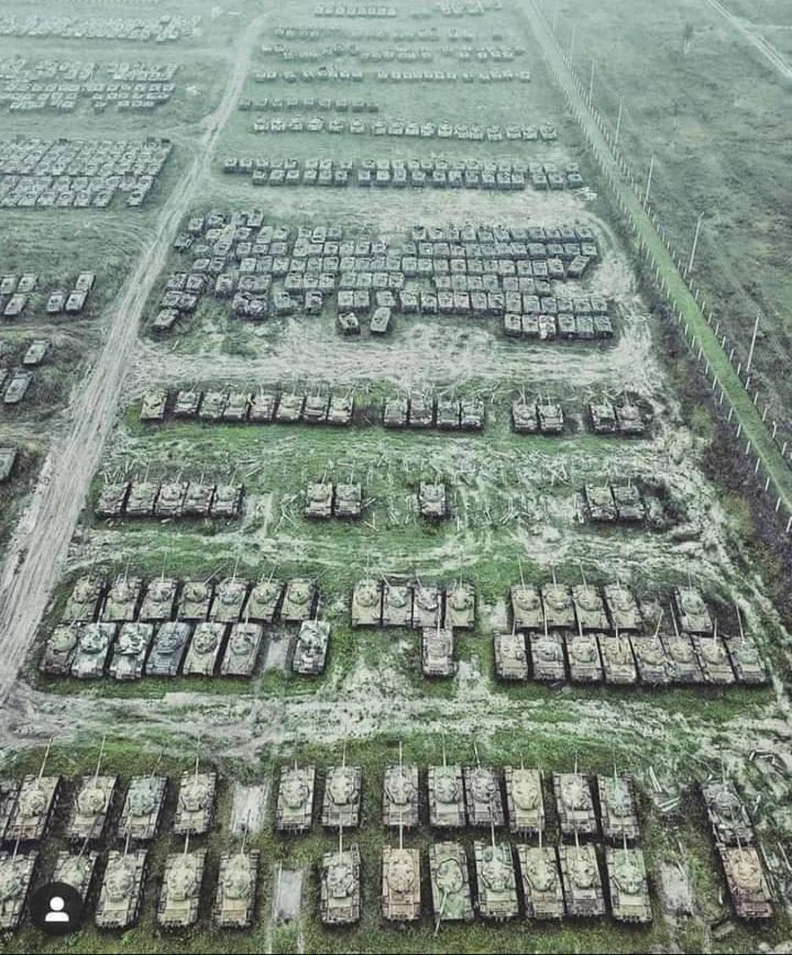 Abandoned Soviet tanks in Siberia.