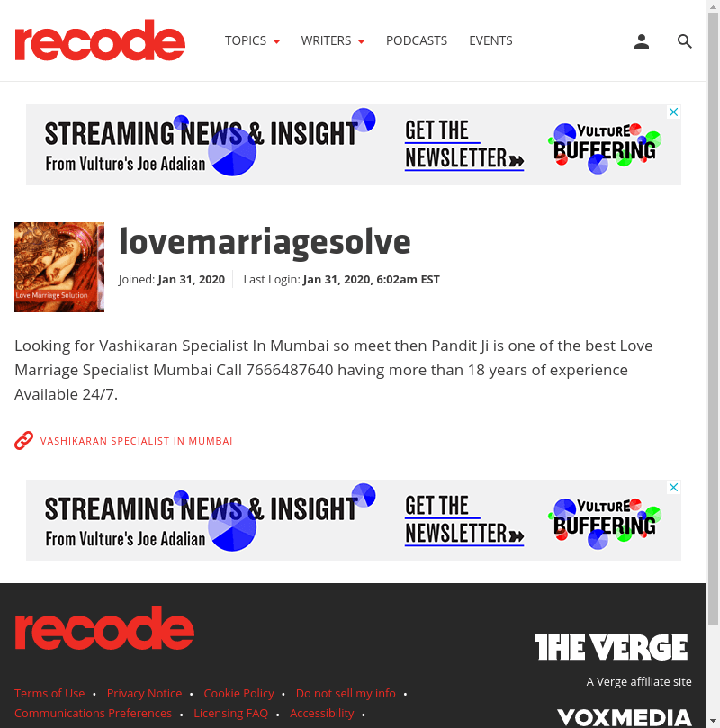 lovemarriagesolve Profile and Activity