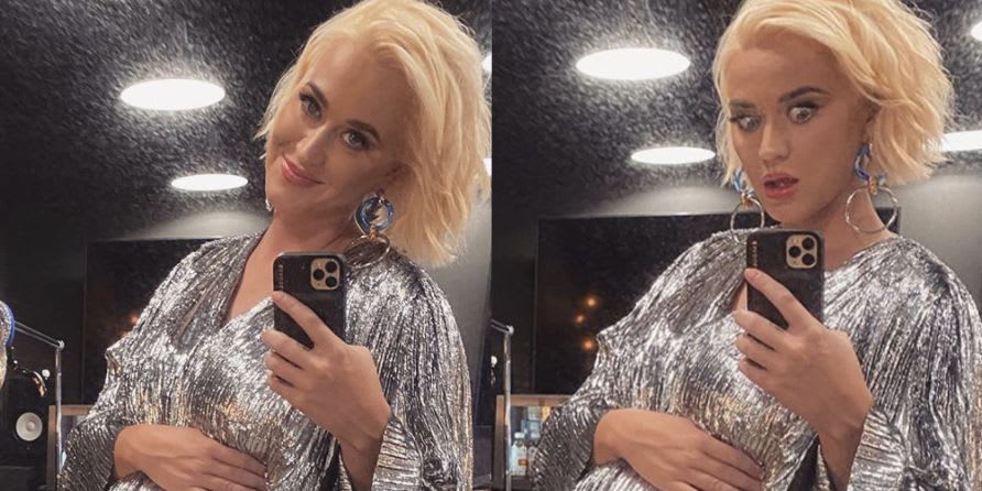Katy Perry Displays Her Baby Bump in a Jaw-Dropping Silver Gown