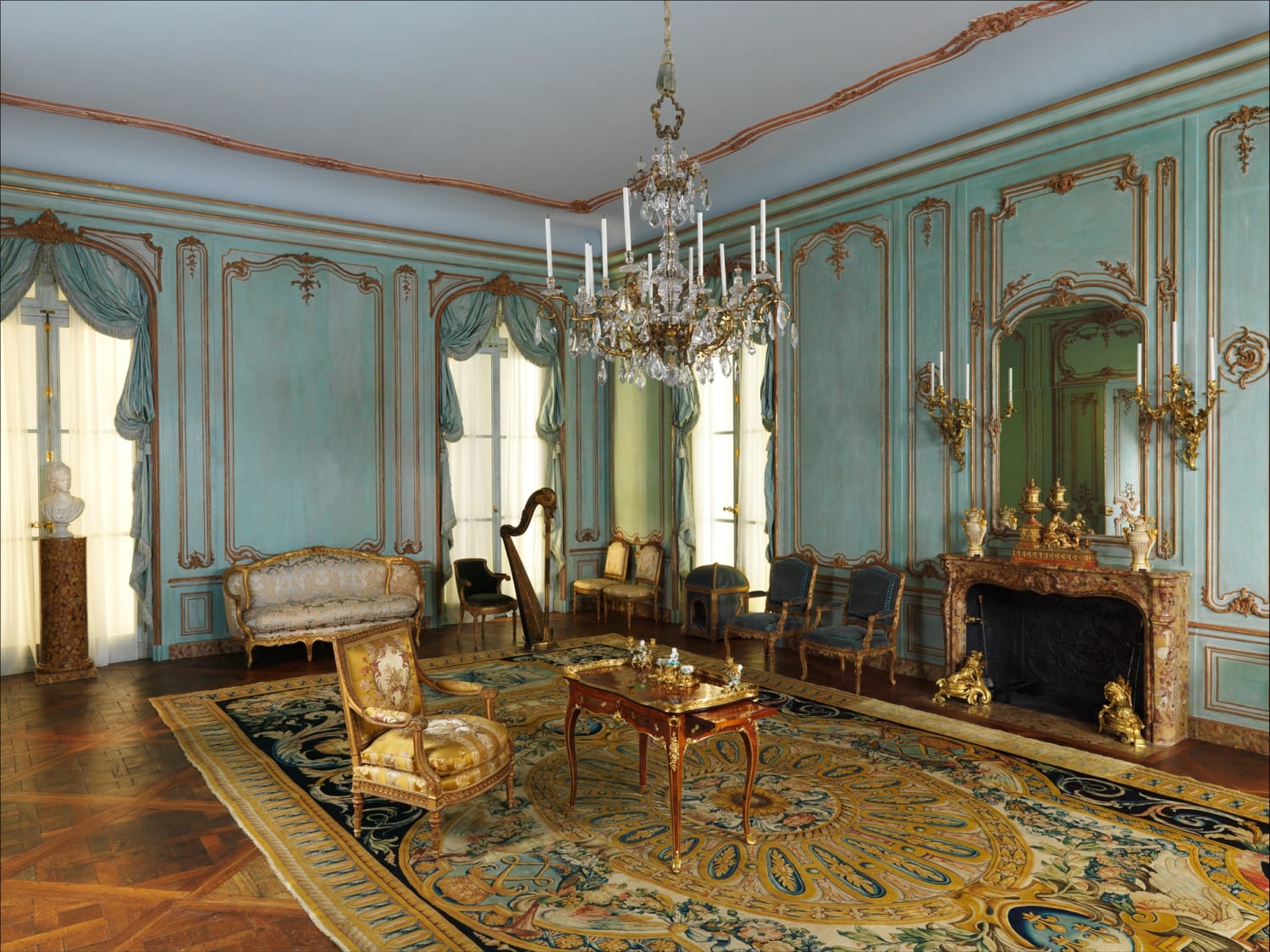 Interpretation of a private room from the Palais Paar, 30 Wollzeile, Vienna, Austria. Designer Isidor Canevale, 1765-72. Now in the Metropolitan Museum of Art, New York City.