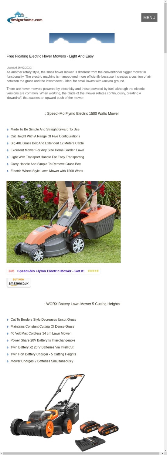 Best Small Hover Mowers For UK Lawns - All Electric Powered