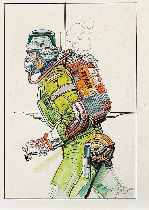 Concept drawings by Mœbius for ALIEN (1979).