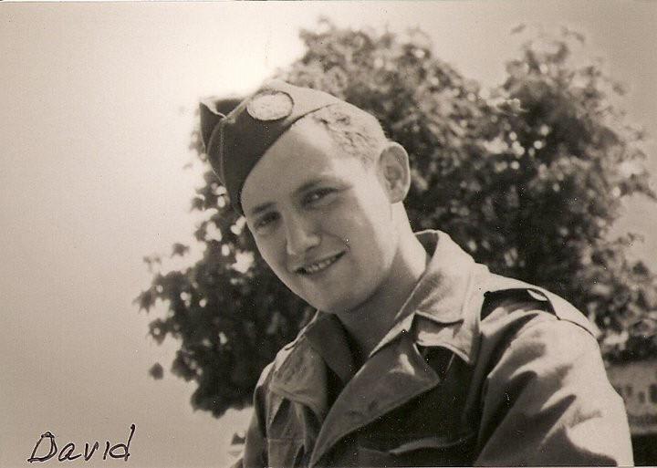 A picture of David Wisnia in his army uniform, a Jewish Auschwitz survivor who escaped from Dachau and joined the US army as part of the 101st AirBorne Screaming Eagles with whom he would assist in liberating Europe from the Nazis.