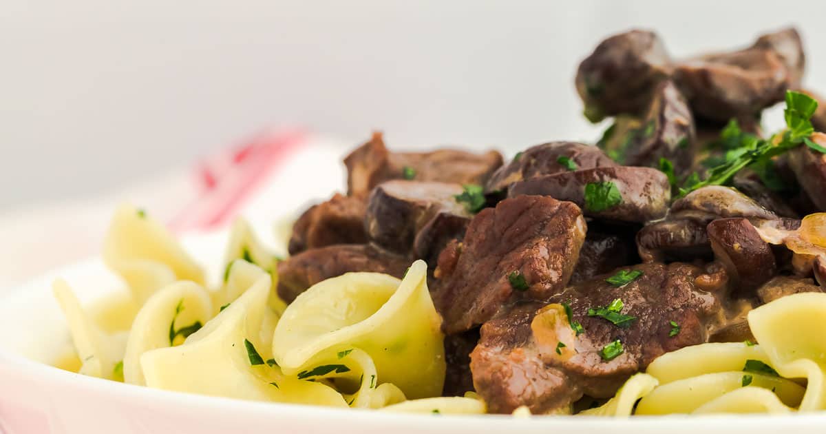 Classic Beef Stroganoff over Parsley Egg Noodles