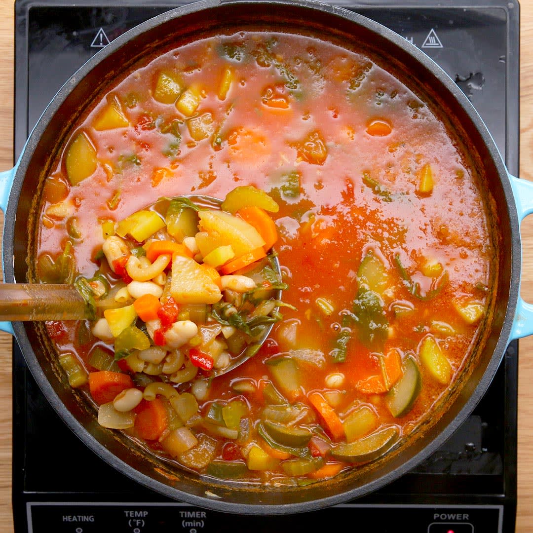 You can enjoy this Summer Minestrone soup all year long! Shop the recipe!