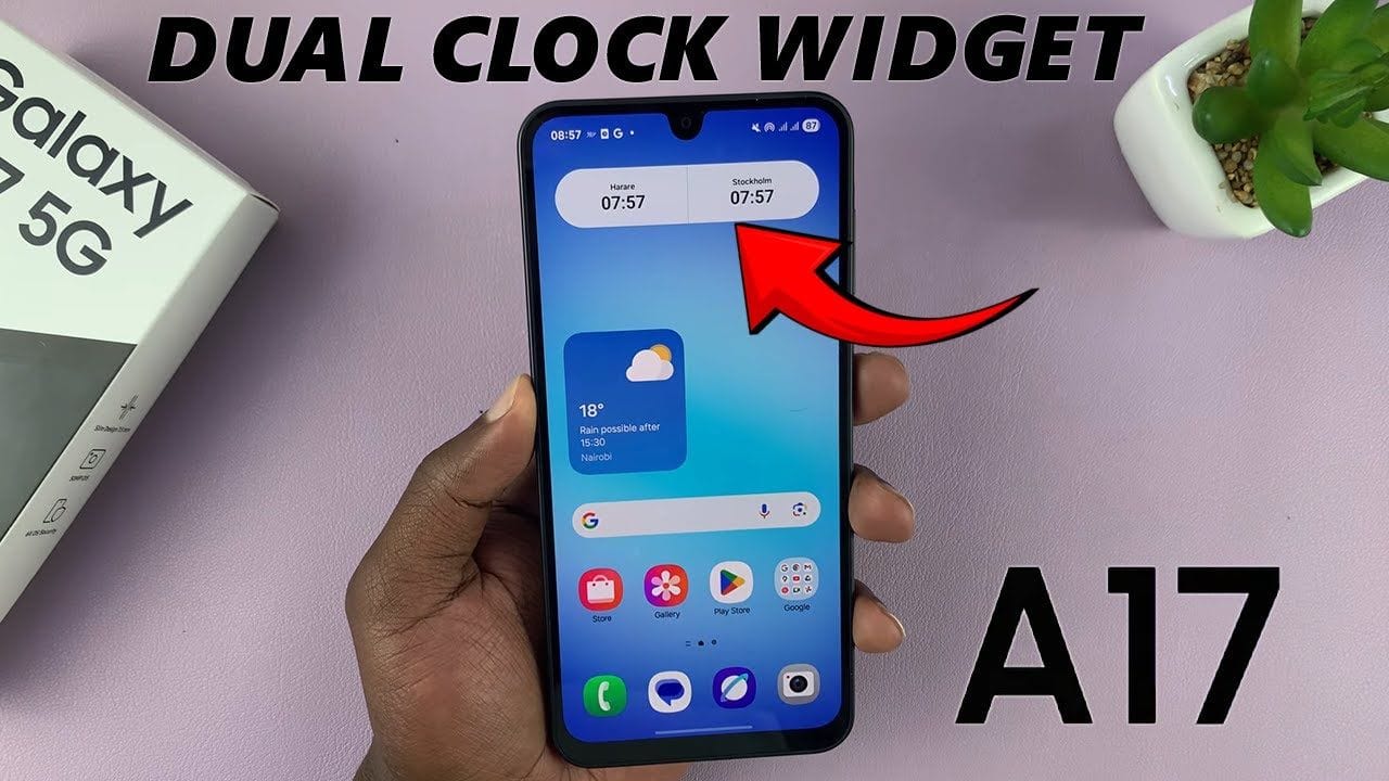 Samsung Galaxy A17 5G: How To Add Dual Clock Widget To Home Screen