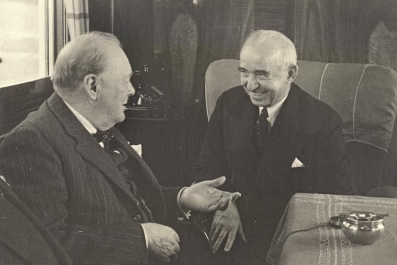 Winston Churchill tried to convince Turkish President İsmet İnönü to fight against Axis powers. İnönü decided to stay neutral due to the insufficient equipment of the Turkish forces. Adana Conference, 31 January 1943.