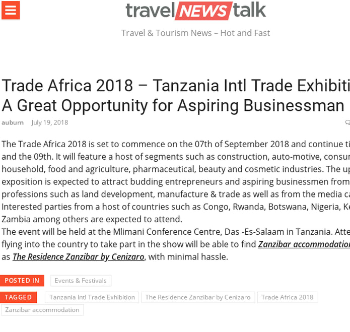 Trade Africa 2018 - Tanzania Intl Trade Exhibition