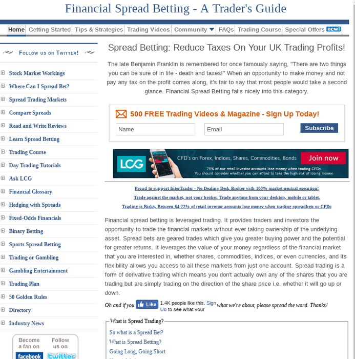 Financial Spread Betting for a Living