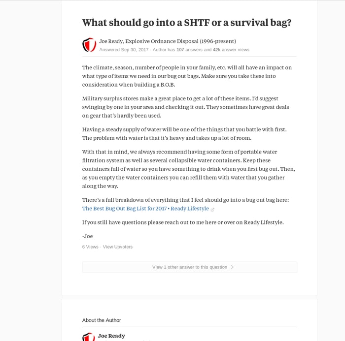 What should go into a SHTF or a survival bag?