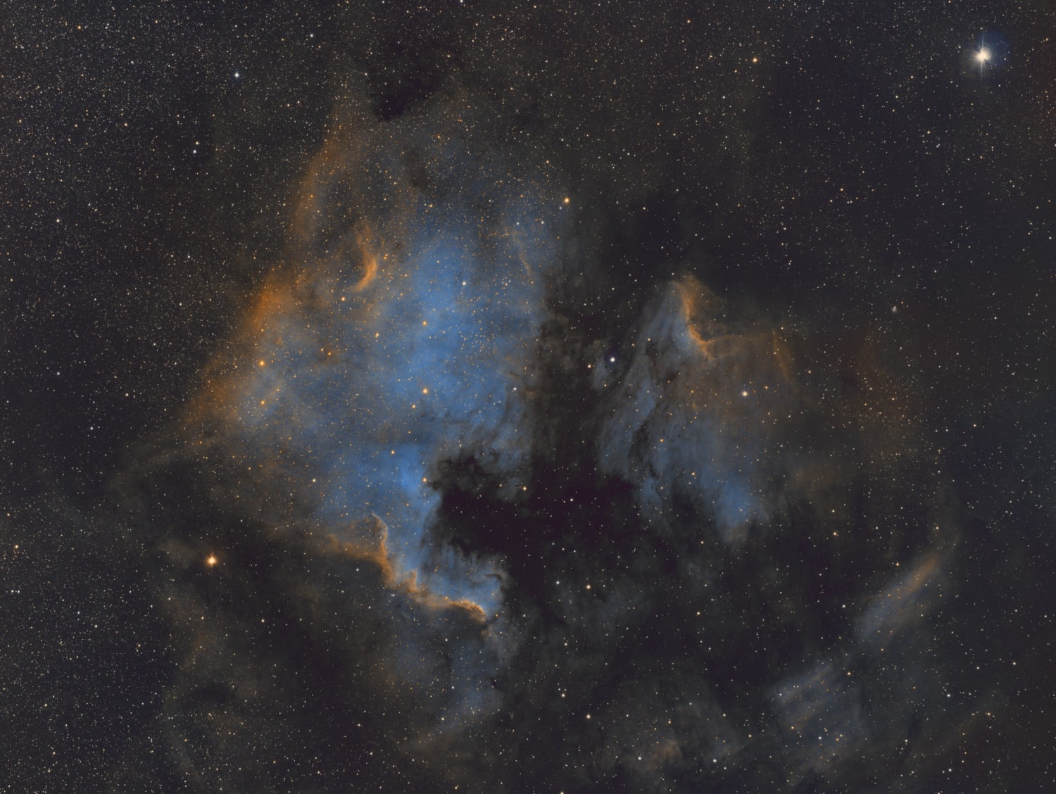 North America and Pelican Nebula in SHO
