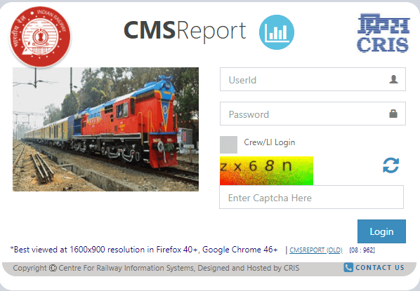 CMS Report User Login Page | Crew Management System