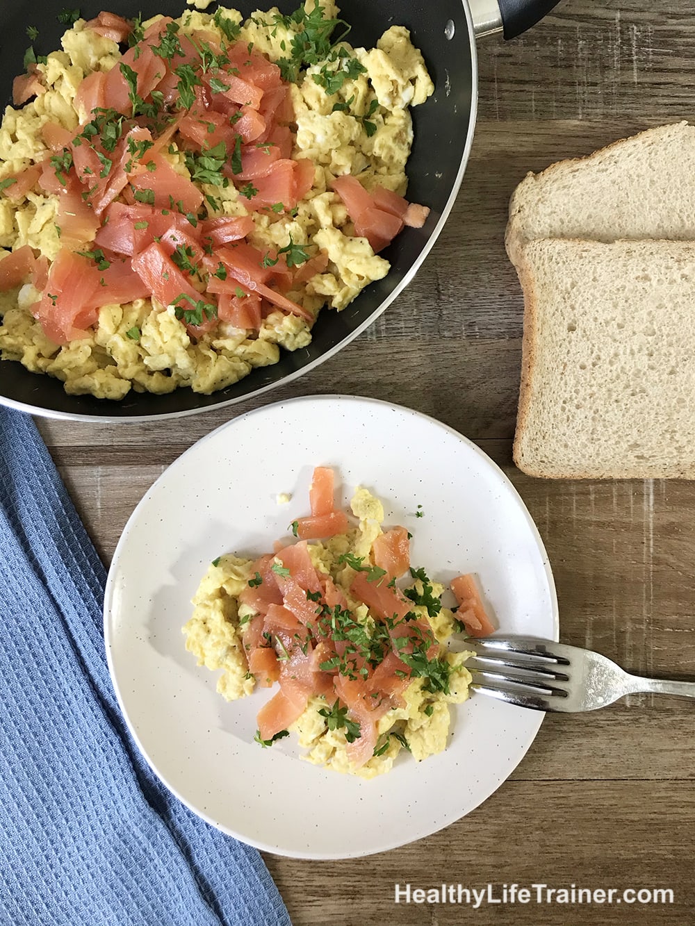 Smoked Salmon With Scrambled Eggs For Quick Healthy Breakfast