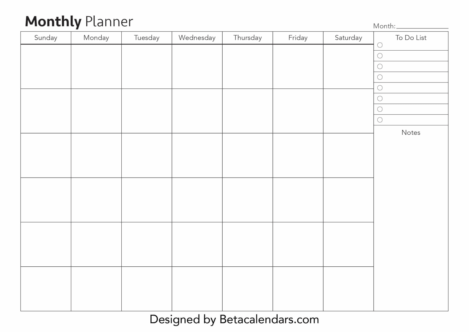 Monthly planner | free blank printable monthly planners