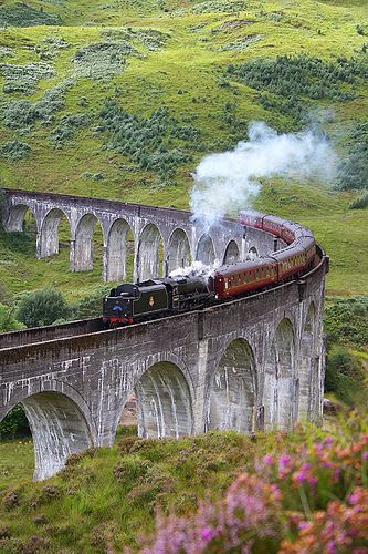 Train on Glenfinnan Viaduct, Scotland