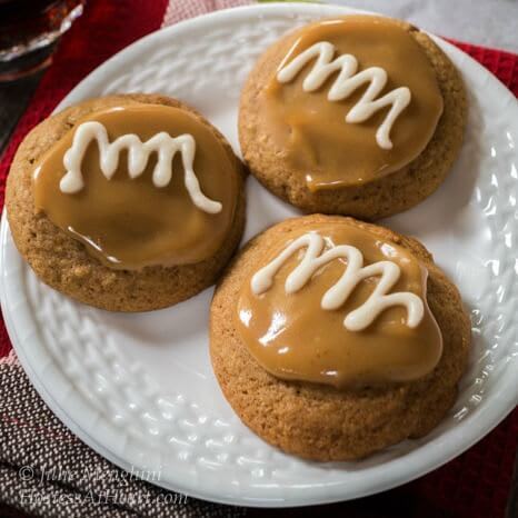 Spiced Coffee Cookies with Caramel-Vanilla Glaze