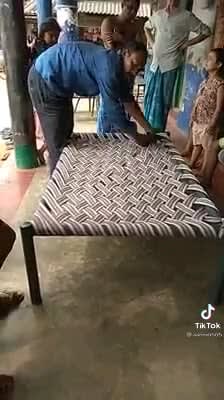 This man is making beds on the streets
