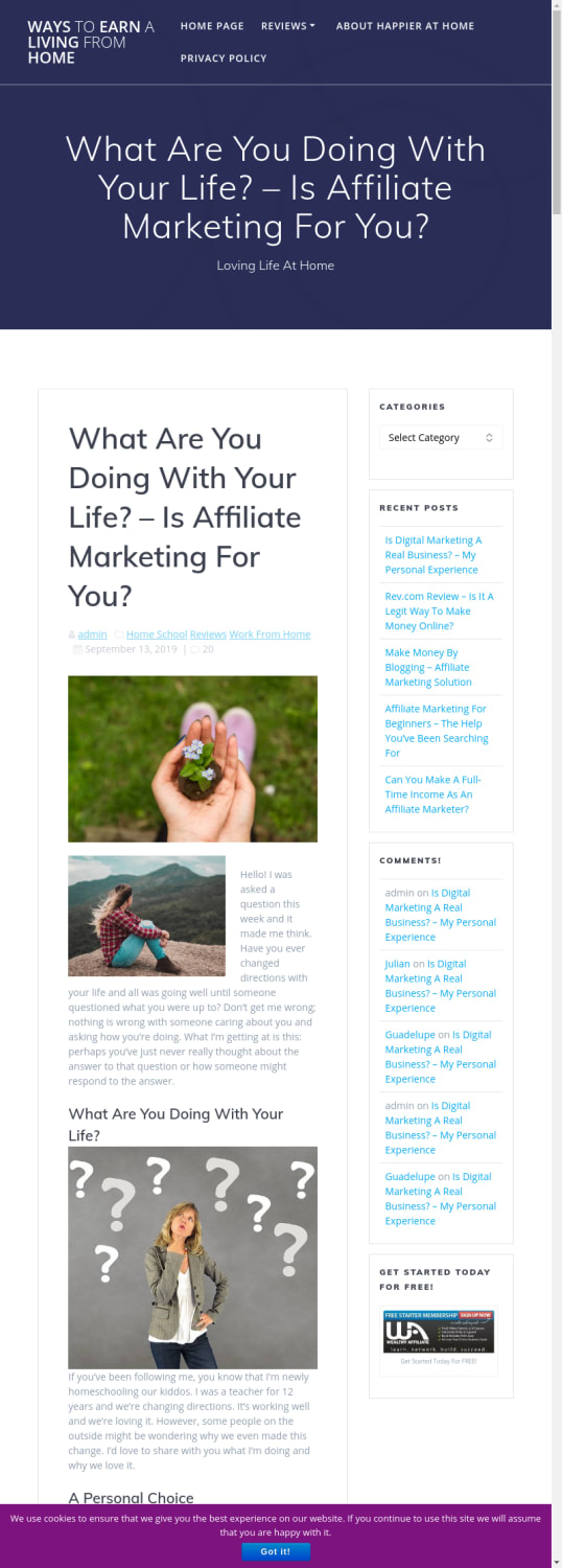 What Are You Doing With Your Life? Is Affiliate Marketing For You? | Ways To Earn A Living From Home