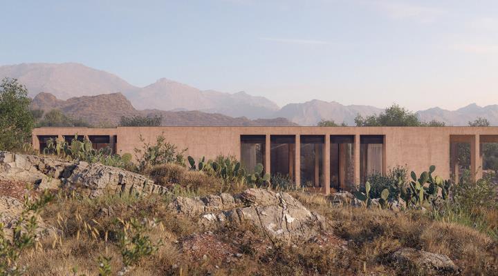 Carl Gerges designs residence that reflects Lebanon's arid landscape with poured earth walls