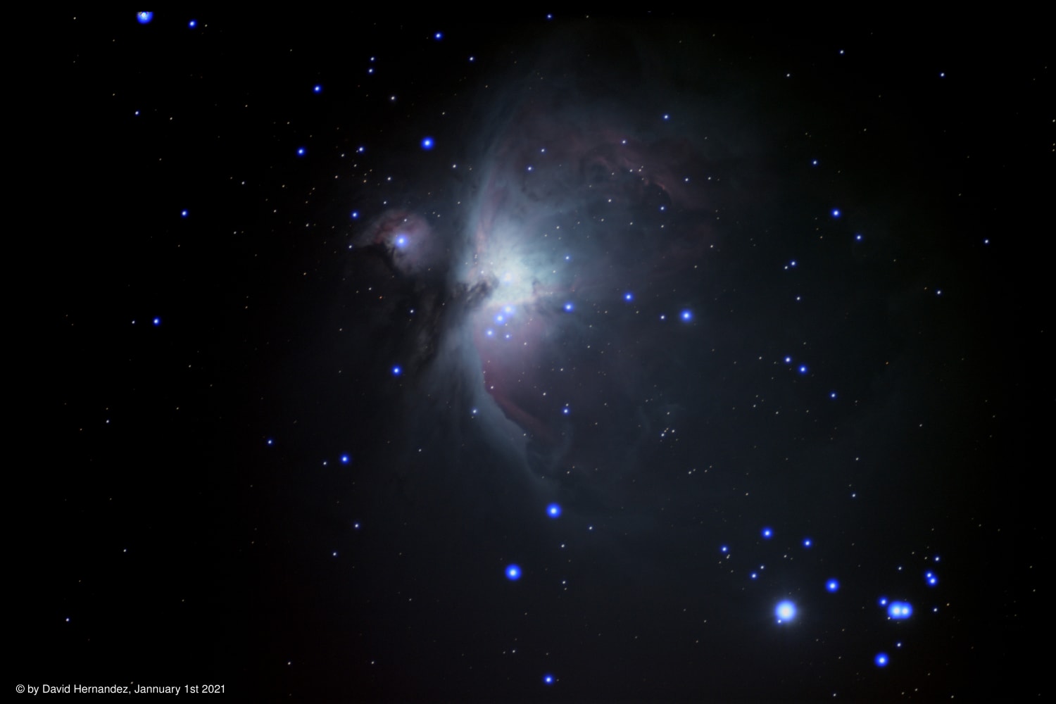Orion Nebula and NGC 1980 as seen from Austria on New Years Eve