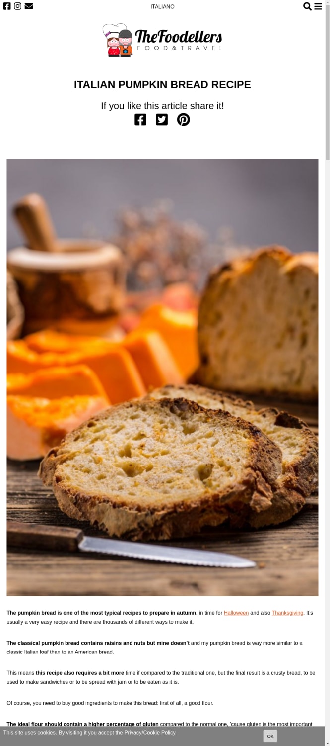 Italian Pumpkin Bread Recipe