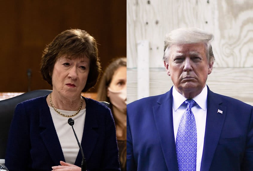 Susan Collins suggests going light on Donald Trump while lashing out at Chuck Schumer