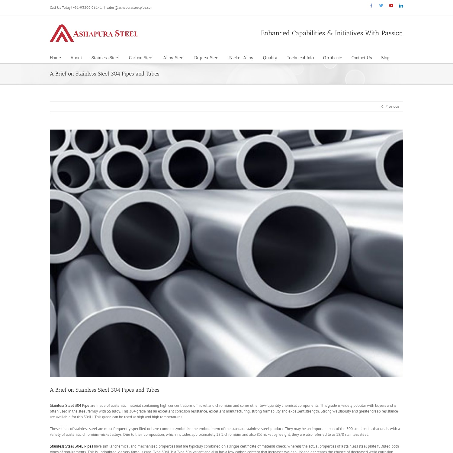 A Brief on Stainless Steel 304 Pipes and Tubes - Alloy Steel, Inconel, Monel, Hastelloy, SS Pipes and Tubes - Ashapura Steel
