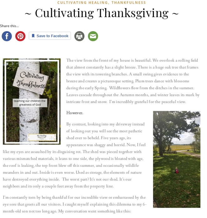 ~ Cultivating Thanksgiving ~