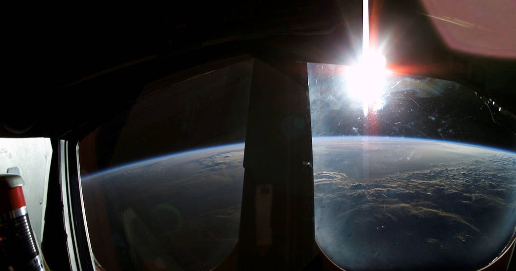 NASA picture of the sunrise of the Columbia shuttle a few days before the disaster