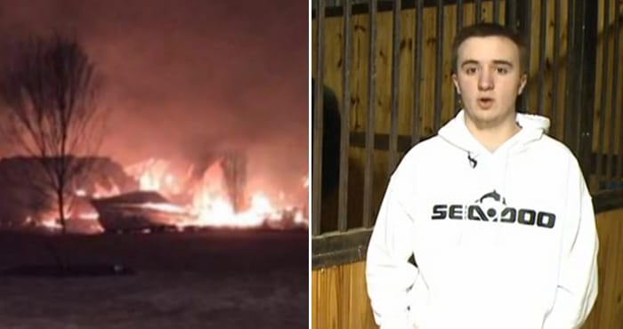 16-year-old boy drives through burning barn wall to save 14 trapped Clydesdale horses