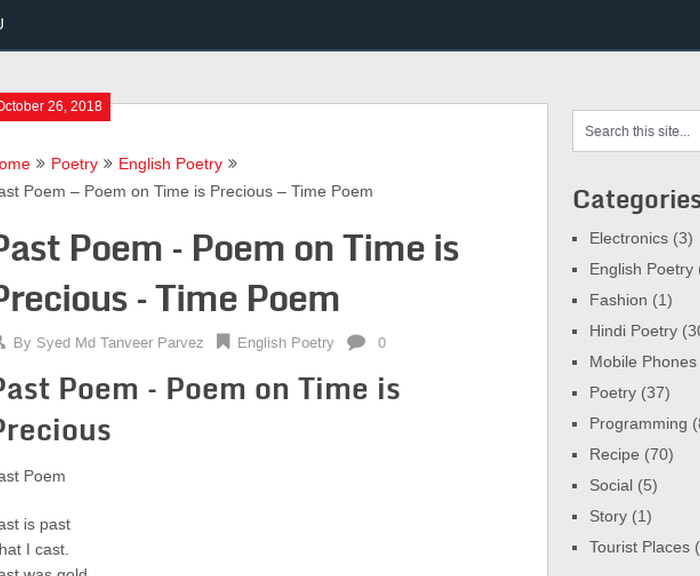 Past Poem - Poem on Time is Precious - Time Poem
