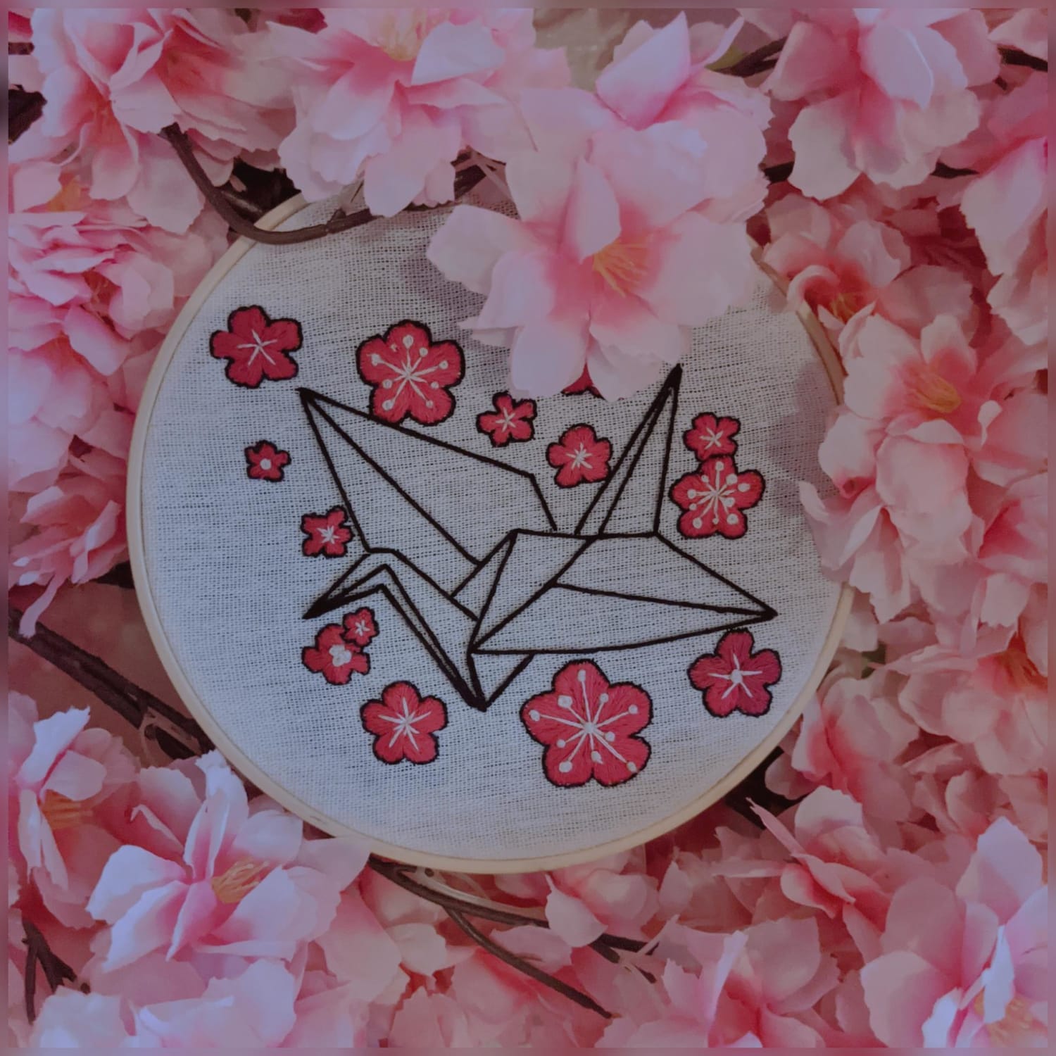 Paper Crane w/ plum blossoms, house warming gift for a friend.