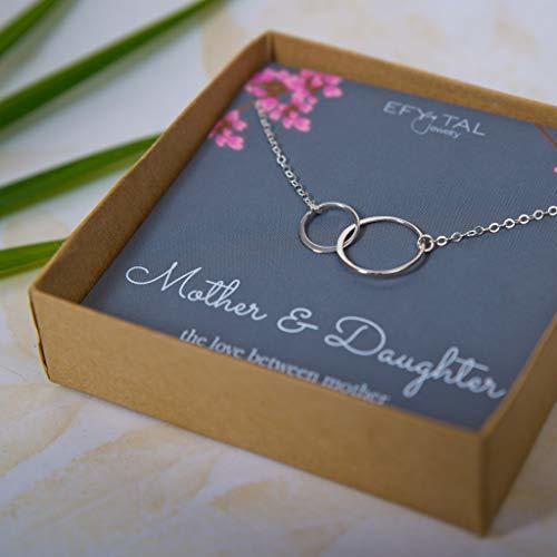 Mother Daughter Necklace - Sterling Silver Two Interlocking Infinity Double Circles