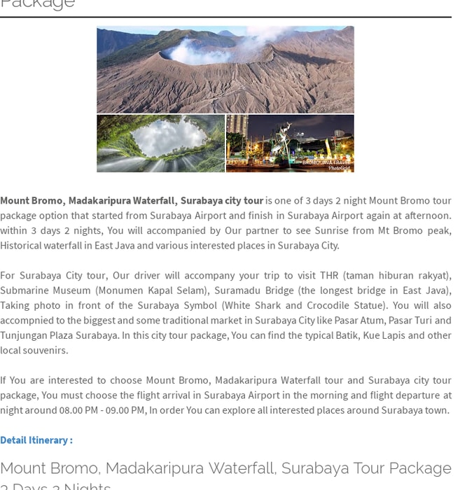 Mount Bromo, Madakaripura Waterfall, Surabaya City tour package