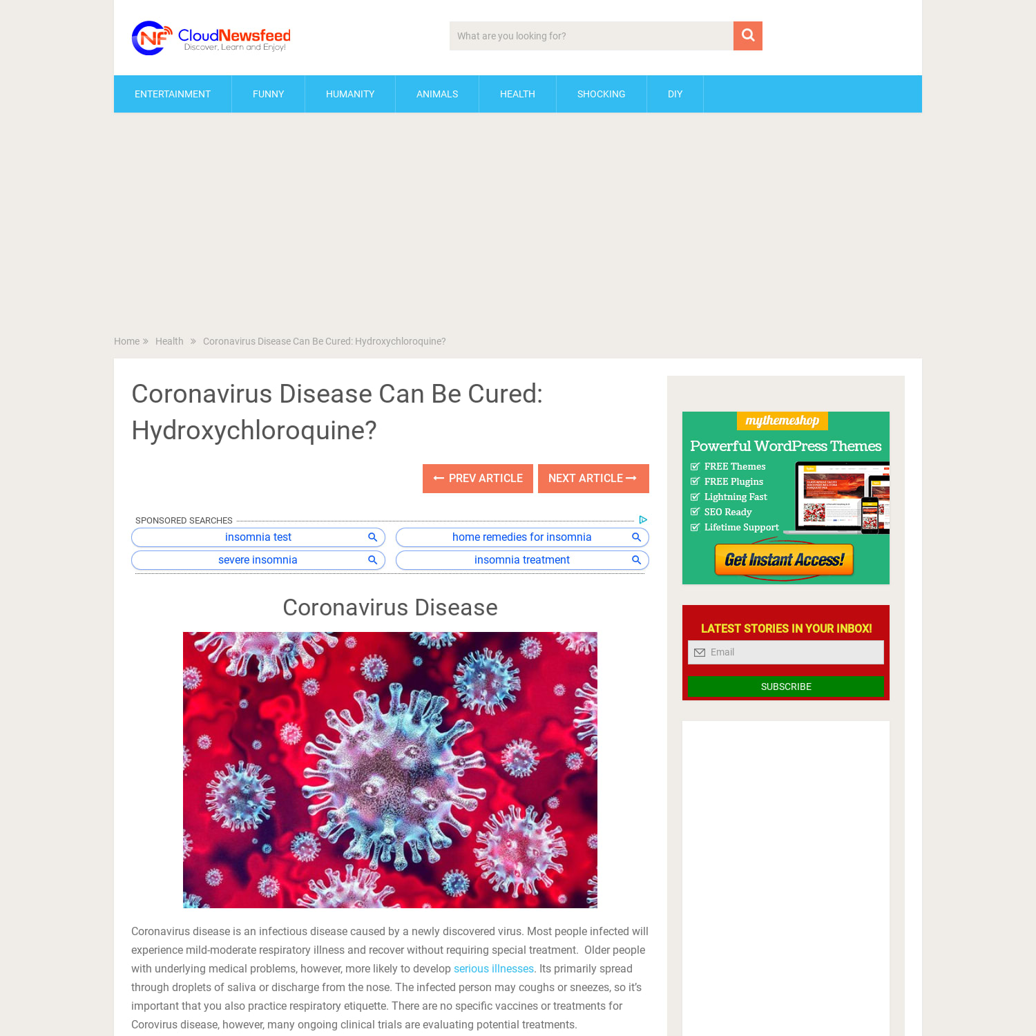 Coronavirus Disease Can Be Cure: Hydroxychloroquine?