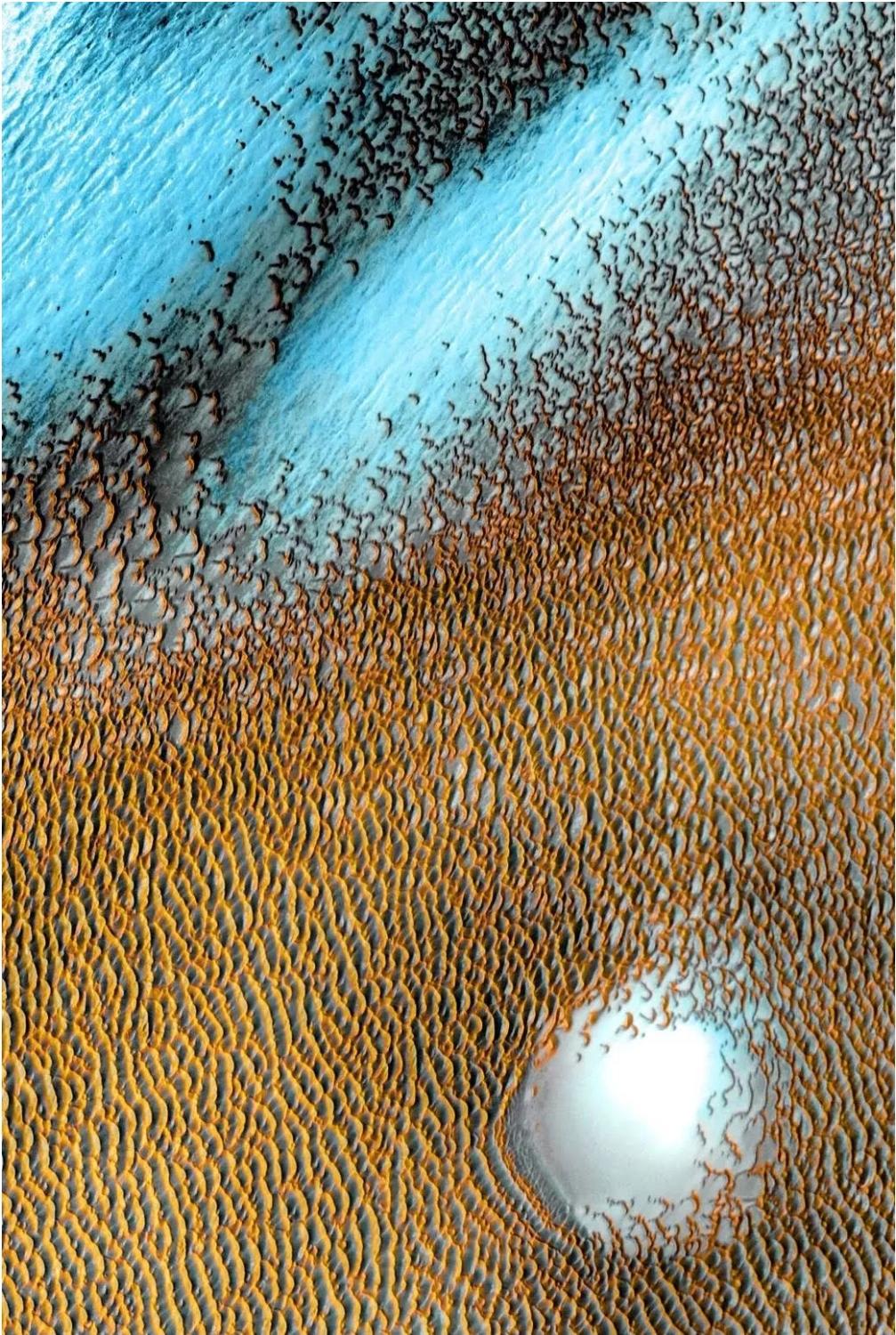 NASA releases stunning photo of beautiful blue dunes on Mars