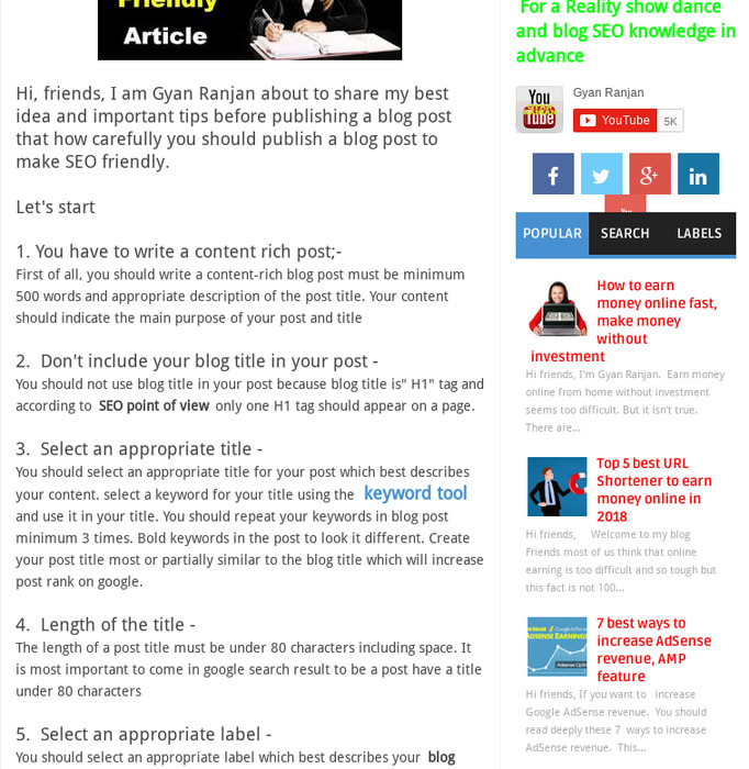 How to publish a blog post, make SEO friendly