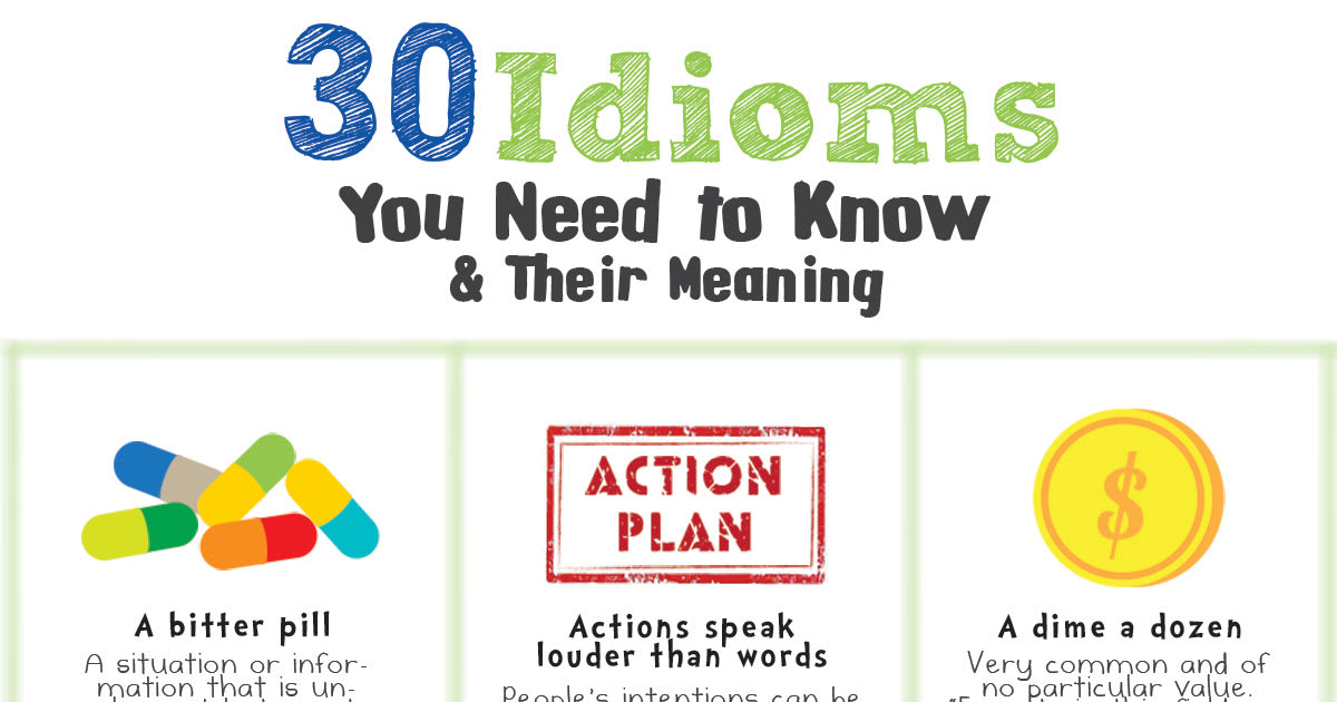 30 Idioms You Need to Know & Their Meaning (Infographic)