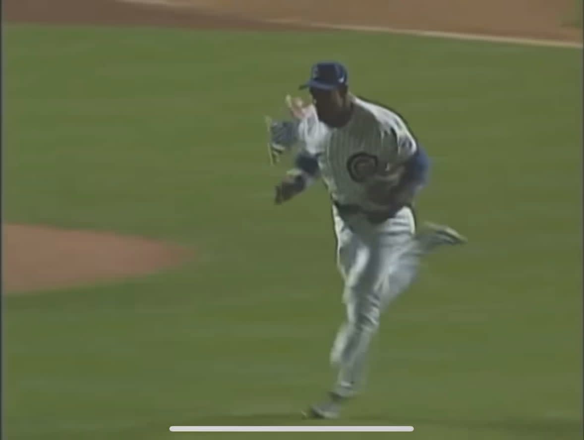 Sammy Sosa playing his first game back at Wrigley Field after the 9/11 attacks.