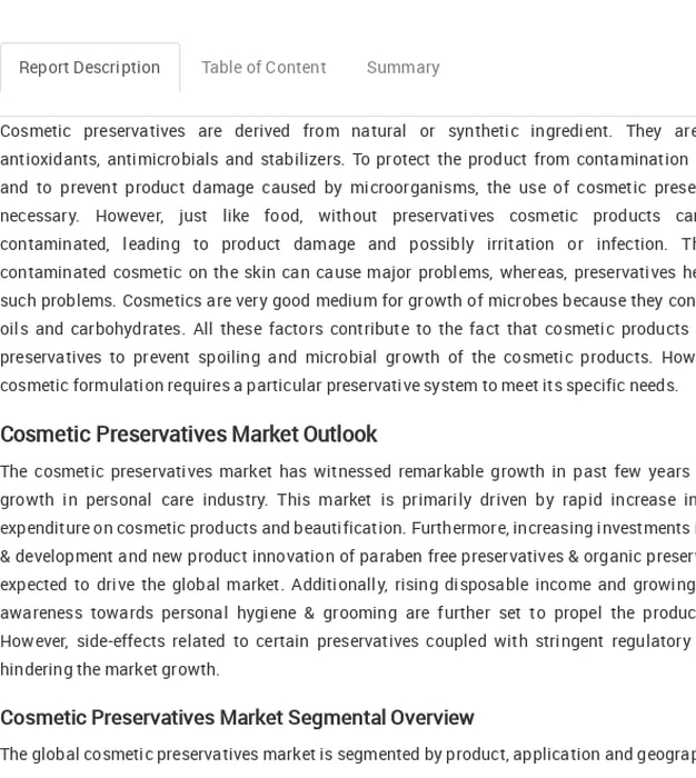 Cosmetic Preservative Market by Size, Share, Trend Analysis Report
