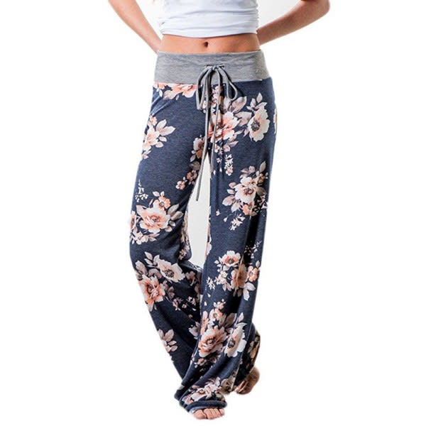 Buy Loose Print Pink Flower Floral Harem Pants Capri Bottoms Sweatpants High Waist Female Pants Women Wide Leg Trousers