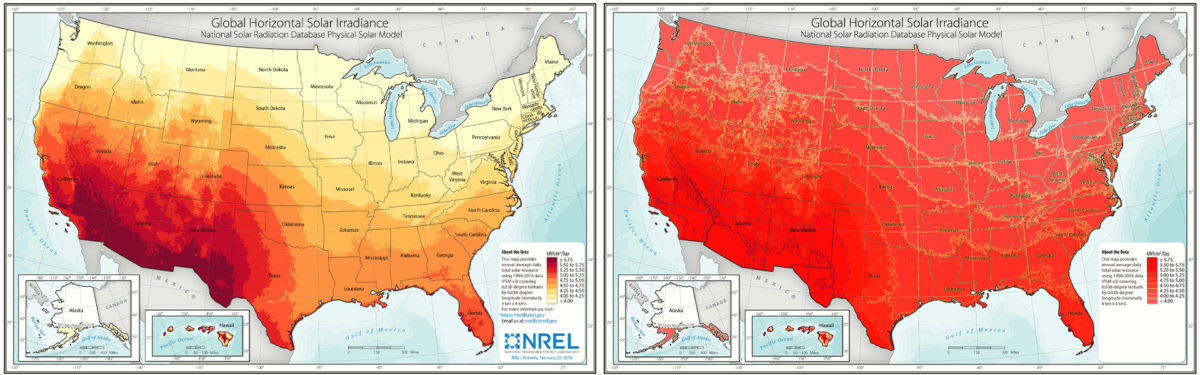 Solar potential in most of the U.S. is greater than it appears