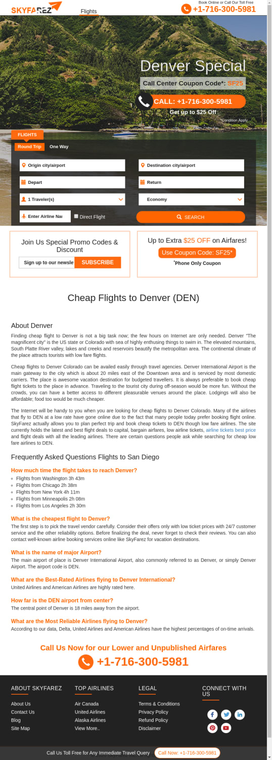 Cheap Flights to Denver Colorado, Book Cheap Tickets to DEN
