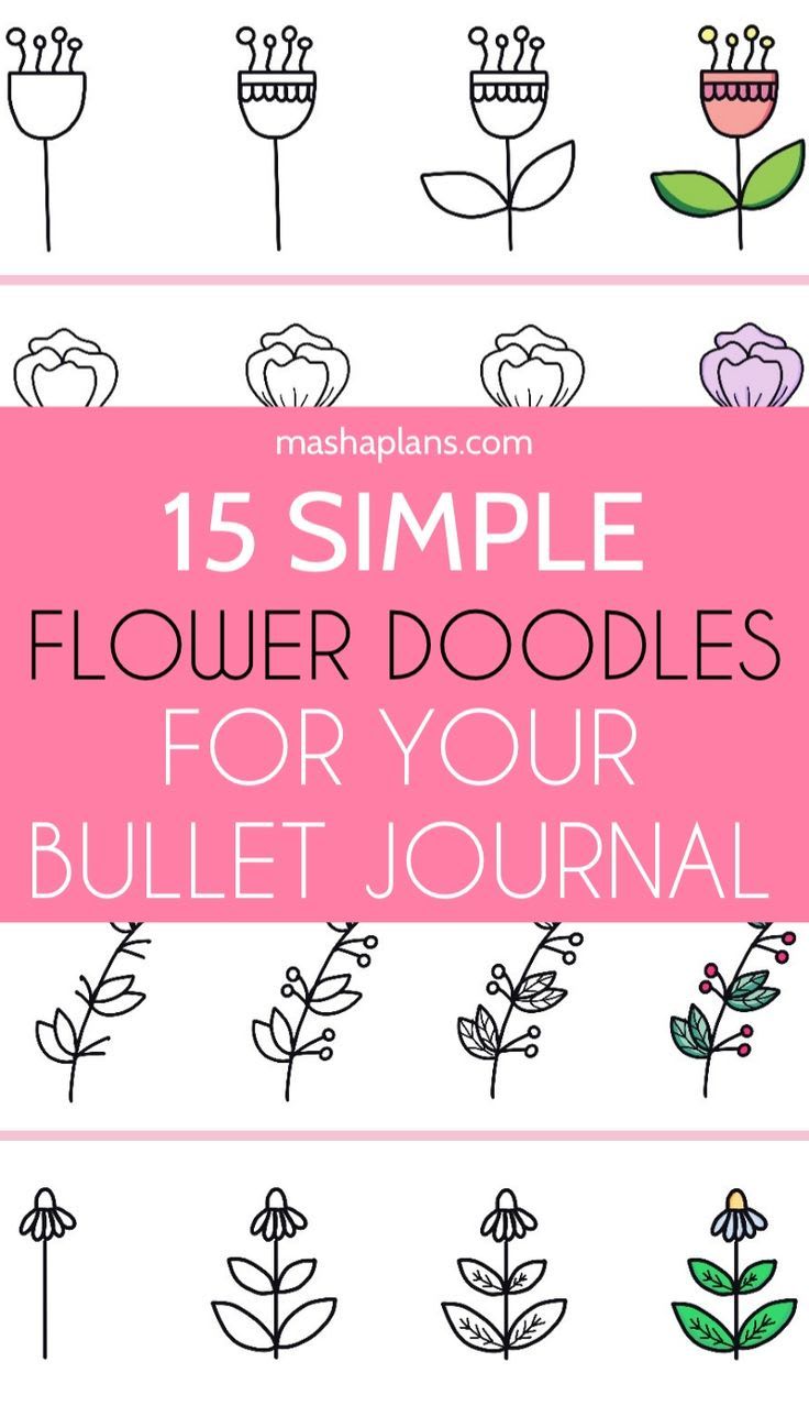 15 Simple Step By Step Flower Doodles For Your Bullet Journal | Flower doodles, Bullet journal doodles, Doodles