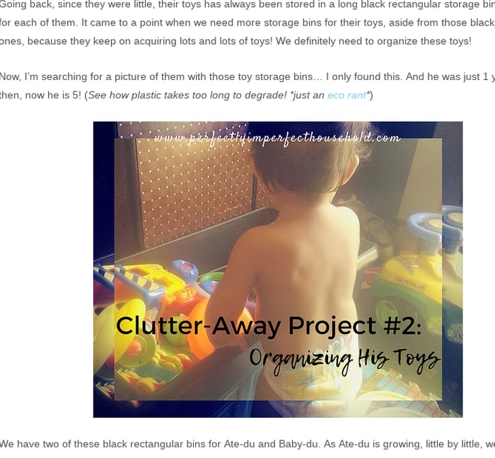 Clutter-Away Project #2: Organizing His Toys - Our Perfectly Imperfect Household