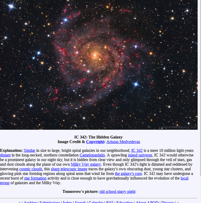 APOD: 2019 January 16 - IC 342: The Hidden Galaxy