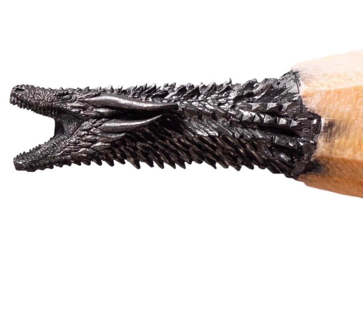 This Dragon carved into the graphite of a pencil