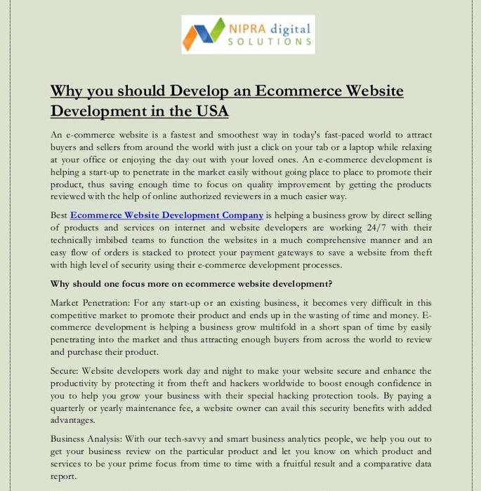 Why you should develop an ecommerce website development in the usa